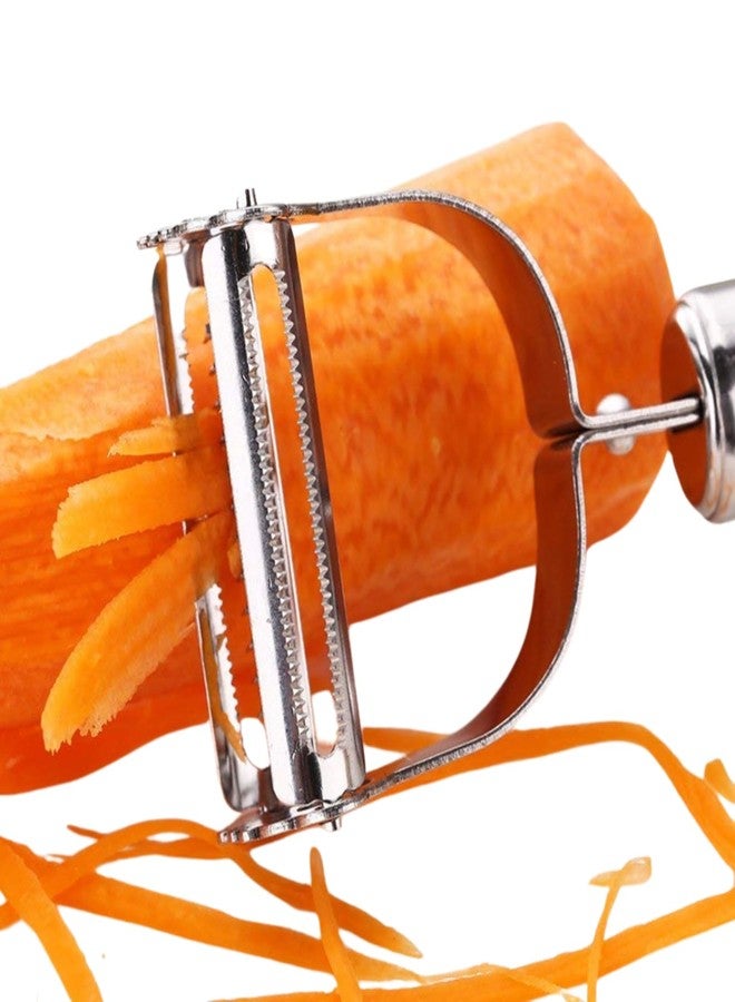 Parkplus أداة بارك بلس المزدوجة 2 في 1 لتقشير وتقطيع الخضراوات والفواكه بشفرات جوليان ومسننة، أداة مطبخ من الفولاذ المقاوم للصدأ - Image 1